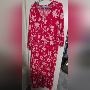 Croft & Barrow Red and White Floral Maxi Dress